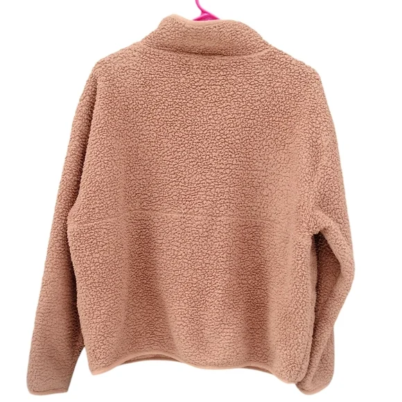 SKIMS Teddy Fleece Pull Over Tan Camel Pocket - Picture 2 of 4